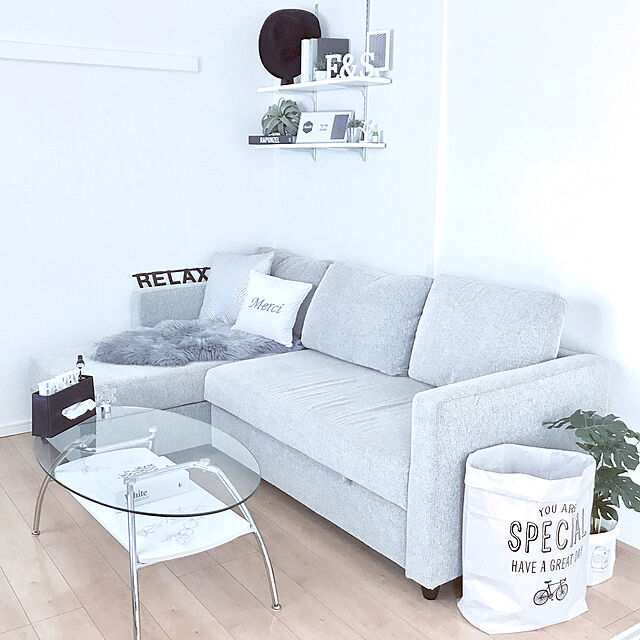 ERIKAのニトリ-布張りカウチソファベッド(ノアーク GY) の家具・インテリア写真