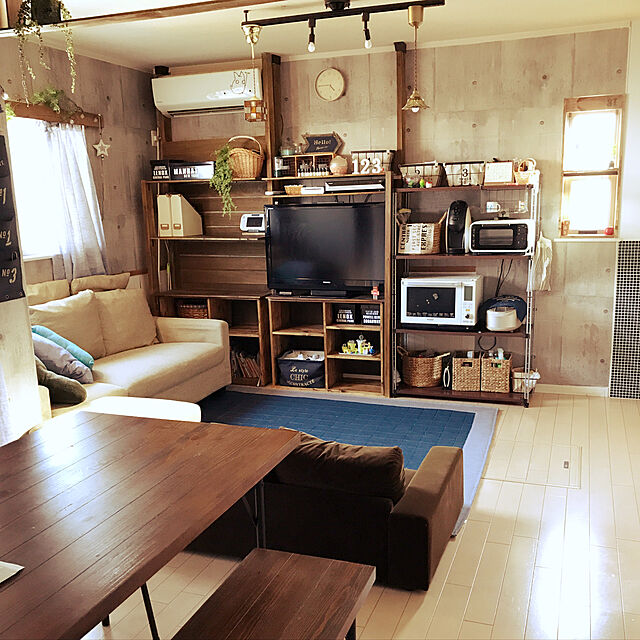 mamayuの-スチールラック 木製ラック 幅95 4段 25mm リベルテ 収納 収納ラック シェルフ 棚  木天板ラック スチールラック 在庫処分特価の家具・インテリア写真