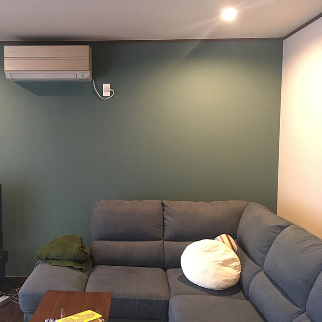nonnchaのニトリ-布+合成皮革コーナーソファ(ウォール2 GY) の家具・インテリア写真
