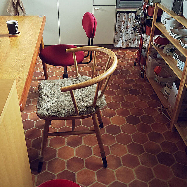 37の無印良品-ワーキングチェア・ガススプリング昇降式（赤） 赤の家具・インテリア写真