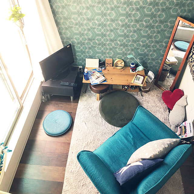 yutatayuの-1人掛け リクライニング ソファ NEIRO 北欧 西海岸 ブルー 布地 ファブリックの家具・インテリア写真