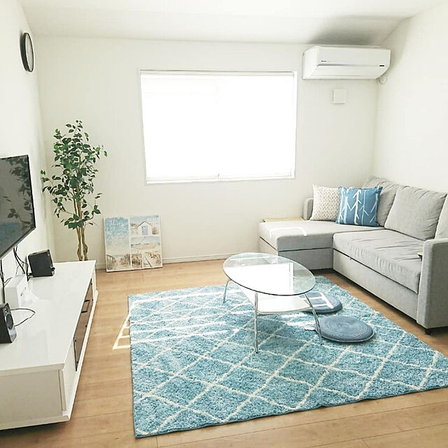 soramameのニトリ-やわらかシャギーラグ(TBL ダイヤ185X185) の家具・インテリア写真