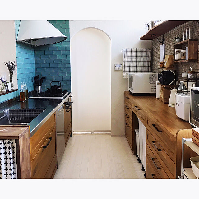 natsuhomeの無印良品-スチールユニットシェルフ・追加用帆布バスケット・グレーの家具・インテリア写真