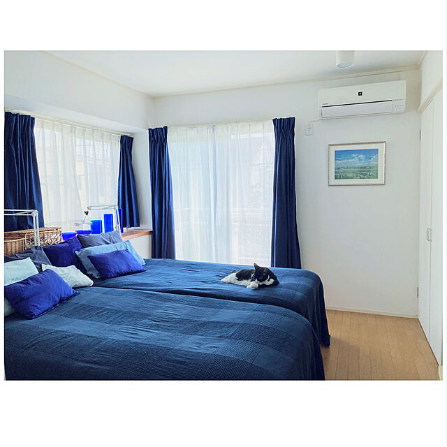 hiyo.pietのイケア-【IKEA -イケア-】ULLVIDE -ウッルヴィーデ- ボックスシーツ ダークブルー 90x200cm シングルサイズ (403.427.75)の家具・インテリア写真