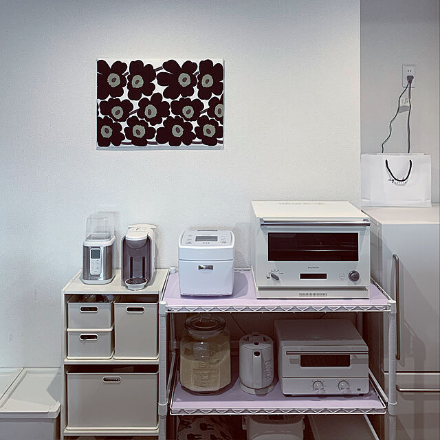 2674gの-レンジ台 レンジラック ゴミ箱 安い キッチン収納 ホワイト 91×90の家具・インテリア写真