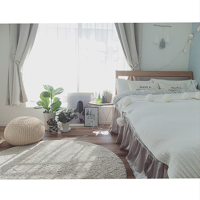 sippoのパストラル-姫系ベッドカバー アンティーク風布団カバー シングル 3点セット ベッドスカート グレー無地 フリル付き 綿100の家具・インテリア写真