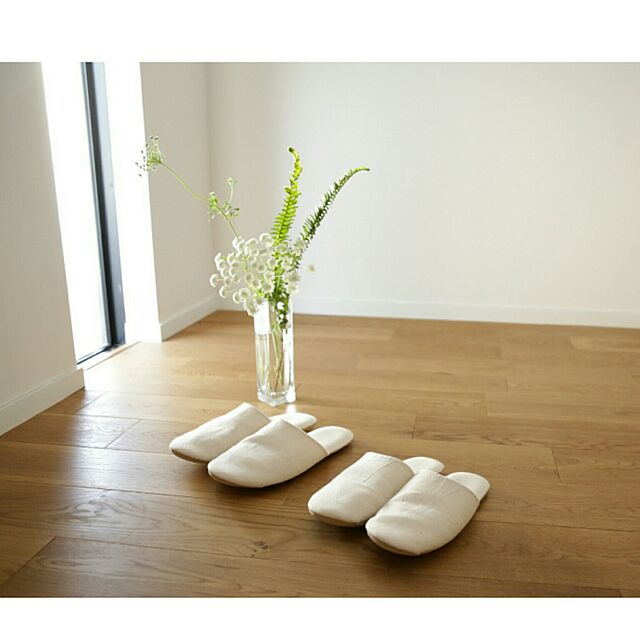 Satokoの無印良品-綿平織スリッパ・Ｍ／生成の家具・インテリア写真