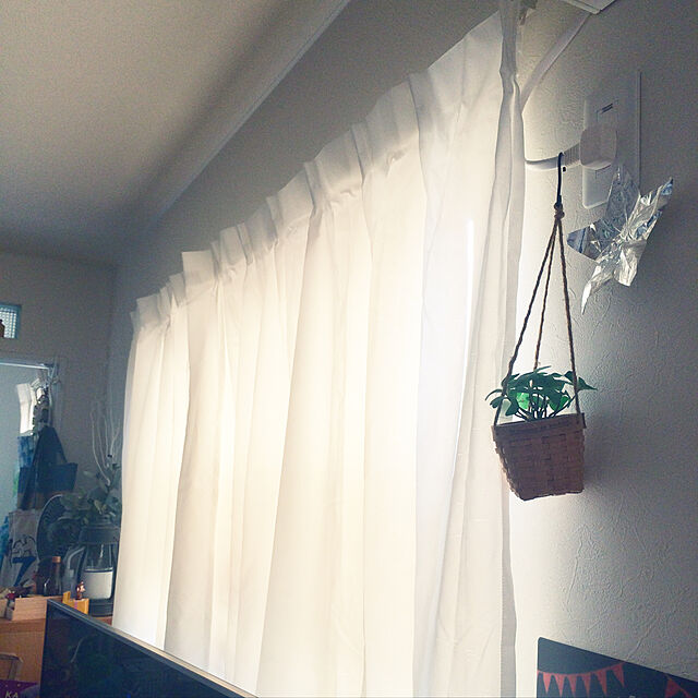 shimoamの無印良品-ポリエステル透けにくい防炎レースプリーツカーテン／オフ白の家具・インテリア写真