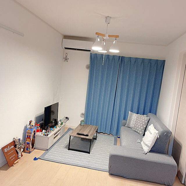 Oichanのニトリ-肘付ストレッチソファカバー(ライズ GY 3人掛け用) の家具・インテリア写真