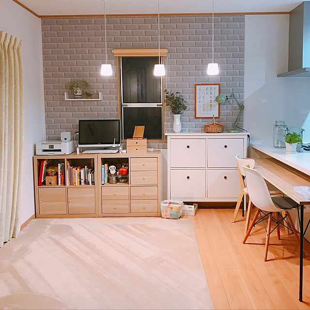 Stのイケア-[IKEA/イケア/通販]KALLAX カラックス シェルフユニット, ホワイトステインオーク調【北欧・キャビネット・ディスプレイラック・オープンシェルフ】[E](d)(90362921)の家具・インテリア写真