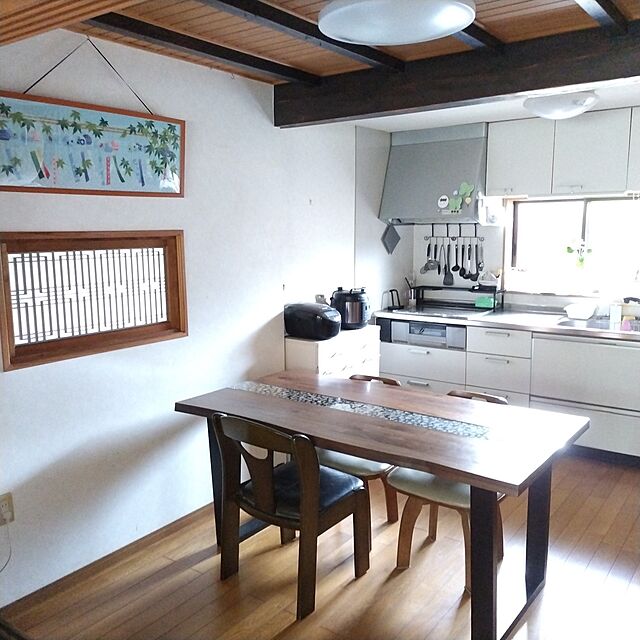 kuririnmamaのKAGUCOCO-テーブル単品 天然木 無垢 アーチザン Artisan 幅160/180/210cm ウォールナット 組子風 テーブルのみ 一枚板風 耳付き ダイニングの家具・インテリア写真