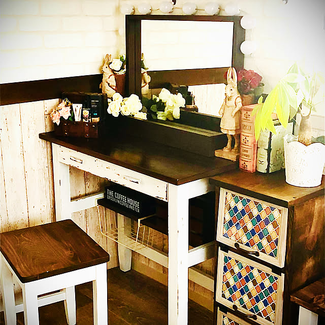 木製 卓上 ミニ 鏡台 木目調 ミニドレッサー ドレッサー 幅 24cm ミニ