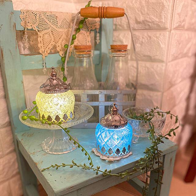 rieのハルモニア-ルナー ガラス ミニ LEDランタン サニー イエロー モロッコ雑貨の家具・インテリア写真