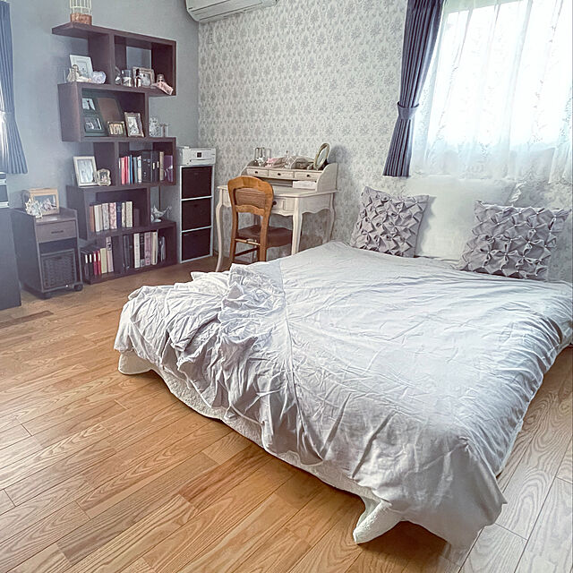 mielpomme82の-レディース ベッド 寝具 ルアンセ 掛け布団カバー シングル グレー×ホワイトの家具・インテリア写真
