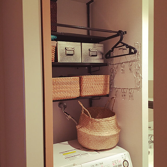 aa_k0827の-防水パンや梁があっても置ける。省スペース洗濯機ラック 棚3段ダークブラウンの家具・インテリア写真