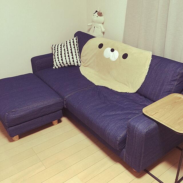 nanaの無印良品-綿デニムソファ本体オットマン大用カバー／ブルー ブルーの家具・インテリア写真