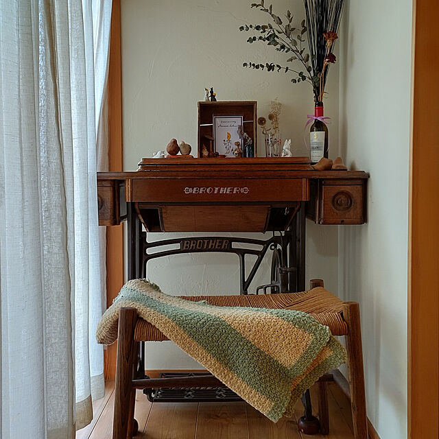 t.yumiの無印良品-ポリエステル麻ボイルプリーツカーテン／生成の家具・インテリア写真
