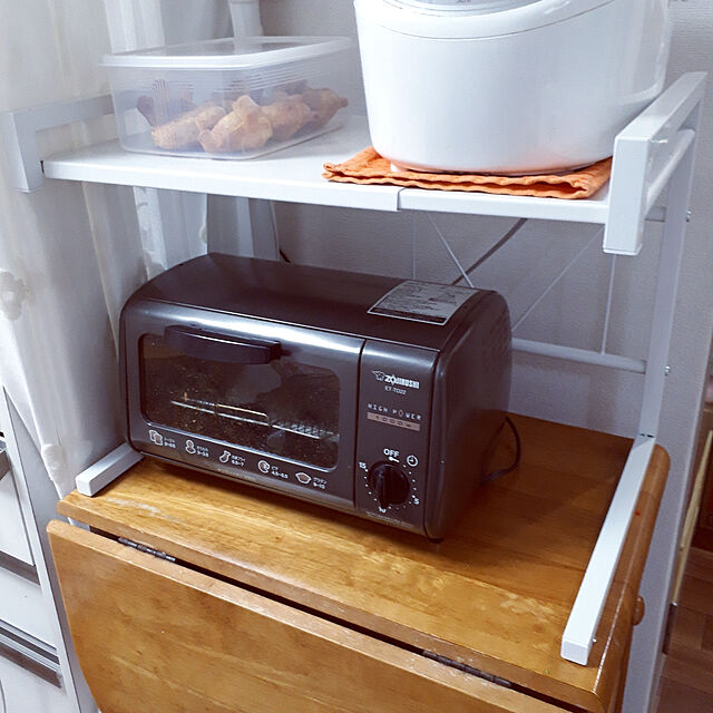 i.shibuのJOOCII-JOOCII レンジ台 幅伸縮式(幅40-60cm) 電子レンジ上ラック 2段式 キッチン 収納 棚 トースター ラック 白色 Mの家具・インテリア写真
