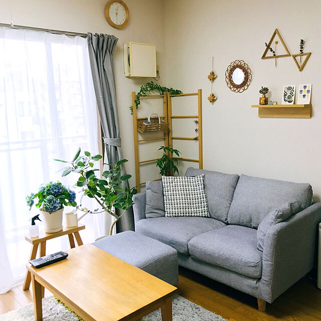 sakuraのニトリ-2人用布張りソファ(ローエン2 クッション付き LGY) の家具・インテリア写真