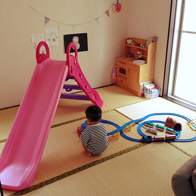 murakami513の-★＜大＞Grow'n　up 折りたたみロングすべり台　ピンク　SG-BG-PK【ヤトミ】　大型遊具　スライダー　折りたたみ式　折り畳みの家具・インテリア写真