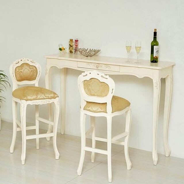 sango_kagudokiの-カウンターテーブル 幅135cm ホワイト 白 テーブル クラシック 猫脚テーブル ヨーロピアン 引き出し付きテーブル 高級感 アンティーク テーブル 部屋 木製テーブル 上品 猫脚テーブル 140の家具・インテリア写真