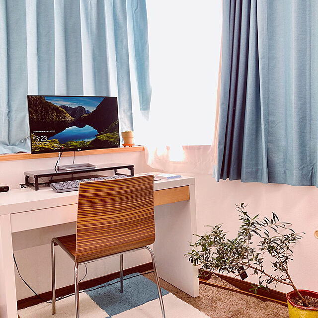 acoのニトリ-遮光1級・遮熱・防炎・156サイズ・45色 ブルー(BL-7 100×178×2) の家具・インテリア写真