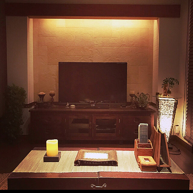 Nagakoの-間接照明 スタンドライト (ラタンツイスト ガラステーブルランプ) アジアン照明 バリ おしゃれ フロアスタンド エスニック リゾートの家具・インテリア写真