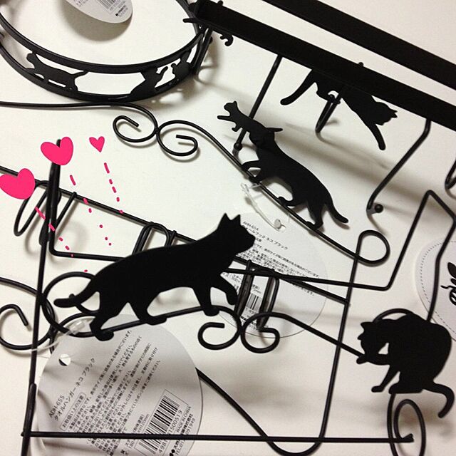 ammの-Aveille タオルハンガー ネコ ブラック ADH-655 黒猫アイアンシリーズ ねこ雑貨 ネコ雑貨 猫雑貨 ねこグッズ ネコグッズ 猫グッズ クロネコの家具・インテリア写真