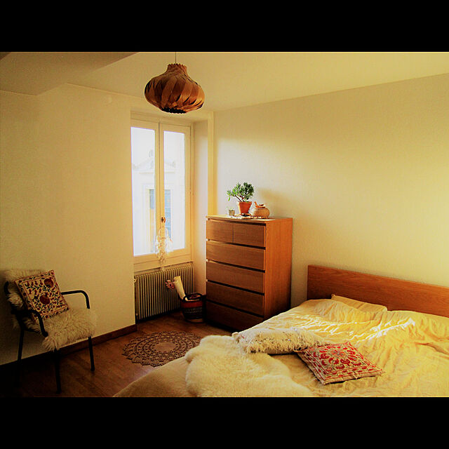 MiiiのIKEA (イケア)-MALM ベッドフレーム（高め）, ホワイトステインオーク材突き板, レイルスンド 390.307.27の家具・インテリア写真