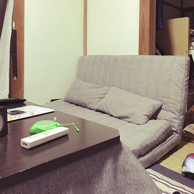 AtsukoのDORIS-DORIS ドリス ソファー ソファーベッド セミダブル 幅130 3way 14段階リクライニング マイクロスエード調ファブリック生地 クッション2個付属 ネイビー リーフ SD【14416】の家具・インテリア写真
