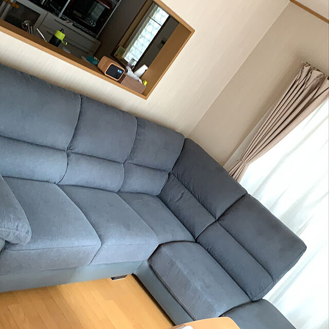 Anehaのニトリ-布張りカウチソファ (ウォール3KD LC GY) の家具・インテリア写真