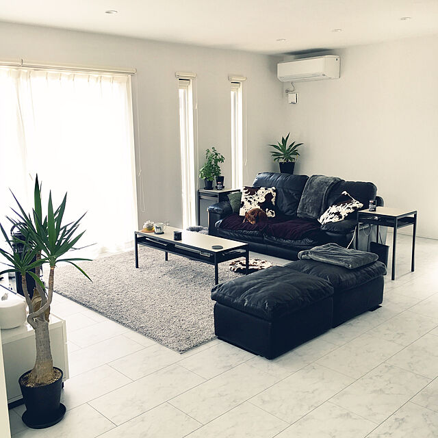 natsuのニトリ-3人用本革ソファ(Nステイツ BK) の家具・インテリア写真