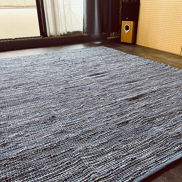 leoleoの有限会社サヤンサヤン-サヤンサヤン 洗える 手織り ラグマット デニムラグ 190x190 2畳 ブルー 平織り インドの家具・インテリア写真
