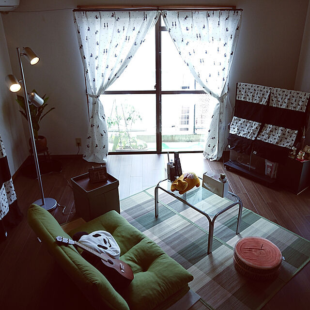 AKAkkiyのニトリ-竹ラグ(レクトH GR 180X180) の家具・インテリア写真