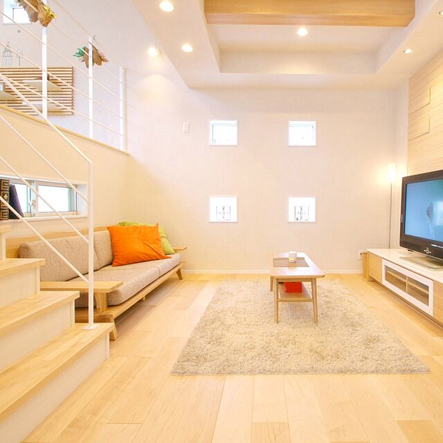 mokujuのニトリ-3人用布張りソファ(アカツキ NA) の家具・インテリア写真
