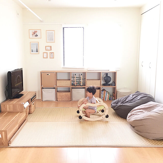 Tomoaの無印良品-スタッキングシェルフセット・５段×２列・オーク材の家具・インテリア写真