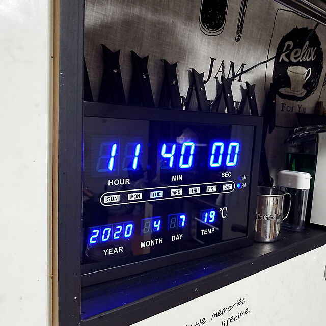 kokinの-【正規品】NOA ノア精密 クロック W-724 BK 置掛兼用時計 大型LED掛け時計 デジブルーの家具・インテリア写真
