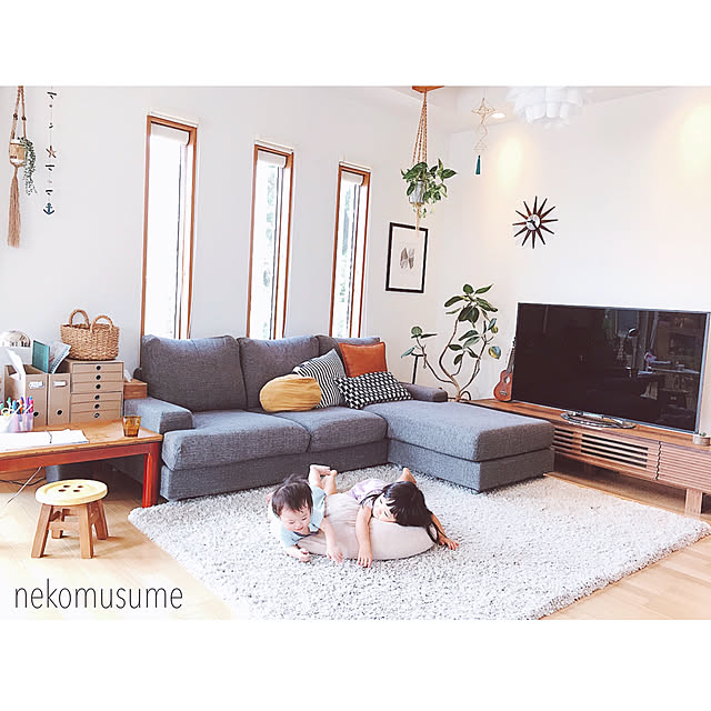 nekomusumeのニトリ-クッションカバー(ボーダーBK) の家具・インテリア写真