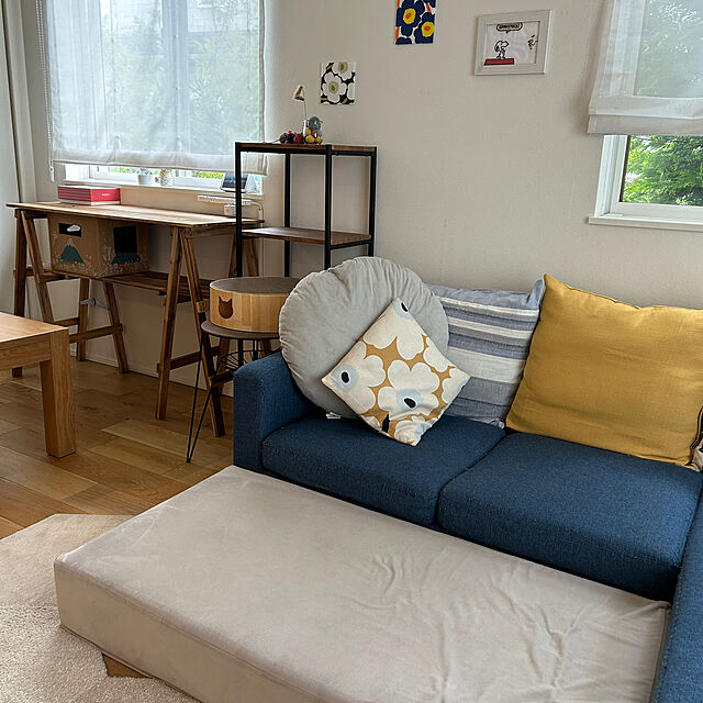 kii-.-homeのニトリ-シートクッション専用カバー(コットンニット GY) の家具・インテリア写真