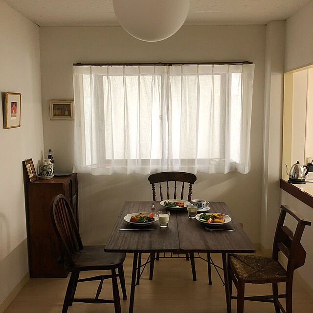 yukie114の無印良品-綿ボイルプリーツカーテン／オフ白の家具・インテリア写真