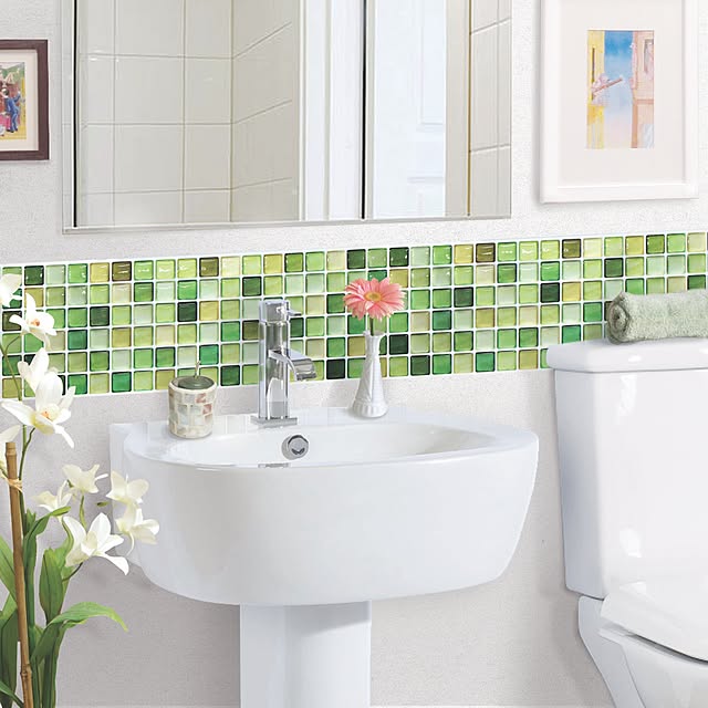 DreamStickerのマスターリンクス-【 Dream Sticker 】 モザイクタイルシール キッチン 洗面所 トイレの模様替えに最適のDIY 壁紙デコレーション ALT (N-グリーン, 4枚セット)の家具・インテリア写真