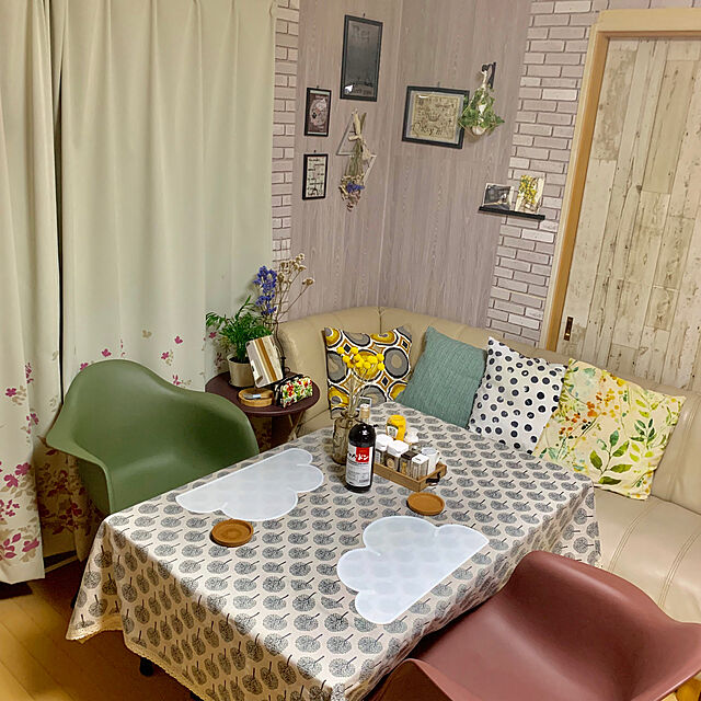 mo-nosukeのイケア-ＩＫＥＡ/イケア　TRADPALM　クッションカバー50x50 cm　ホワイト/グリーンの家具・インテリア写真