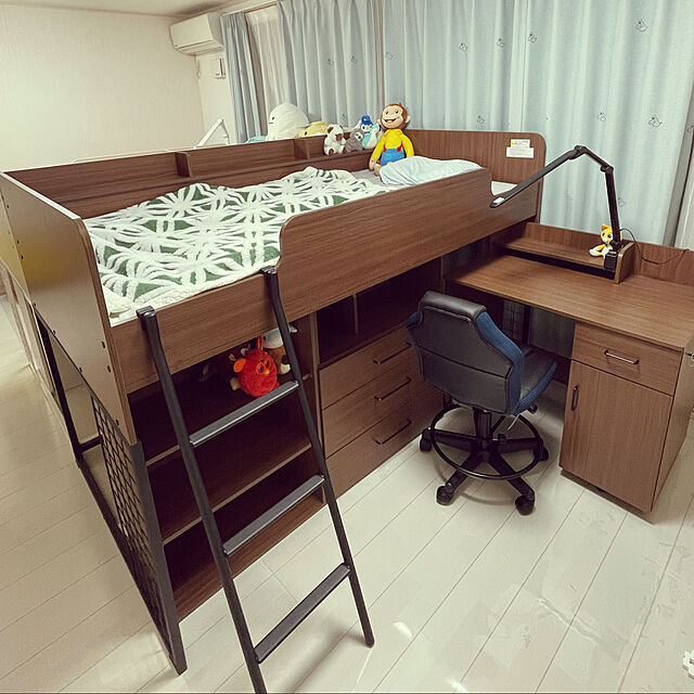 meg214のニトリ-システムベッド(デニッシュH ライトなしMBR/BK） の家具・インテリア写真
