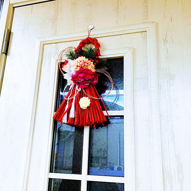 na-sanの-【楽天1位】秀〆 しめ縄 リース 材料 土台 赤系統 カラー 単色 37cm L型 ハンドメイド クラフト アレンジ 手作り 正月飾り ハロウィン クリスマス 紙リースの家具・インテリア写真