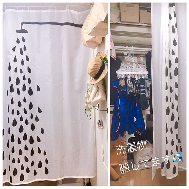 nami-tsunのイケア-IKEA・イケア シャワーカーテン TVINGEN シャワーカーテン, ホワイト, ブラック, 180x200 cm (102.495.71)の家具・インテリア写真