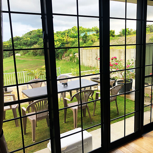 syungikuの山善-[ガーデンマスター] 折りたたみガーデンテーブル 幅180×奥行76×高さ73cm ウィッカー調 お庭 ベランダ テラス バルコニー ダークブラウン HFT-1876の家具・インテリア写真