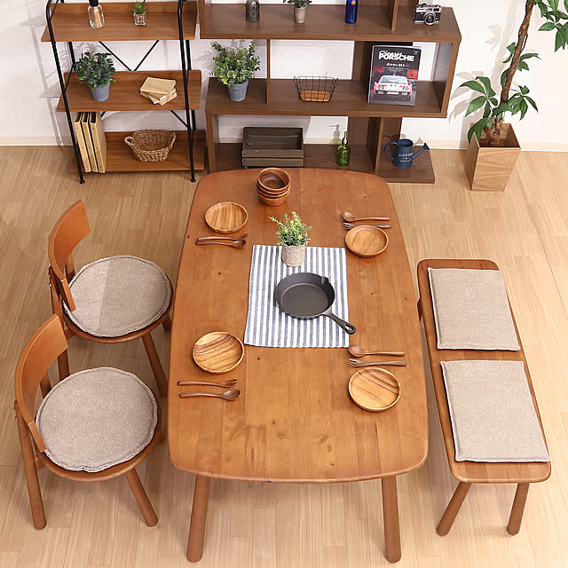 SMB_selectionの不二貿易-ベンチ チェア おしゃれ 木製 天然木 シンプル ブラウン ホワイト 100×33cm ラバーウッド ダイニング 北欧  家族 ファミリーの家具・インテリア写真