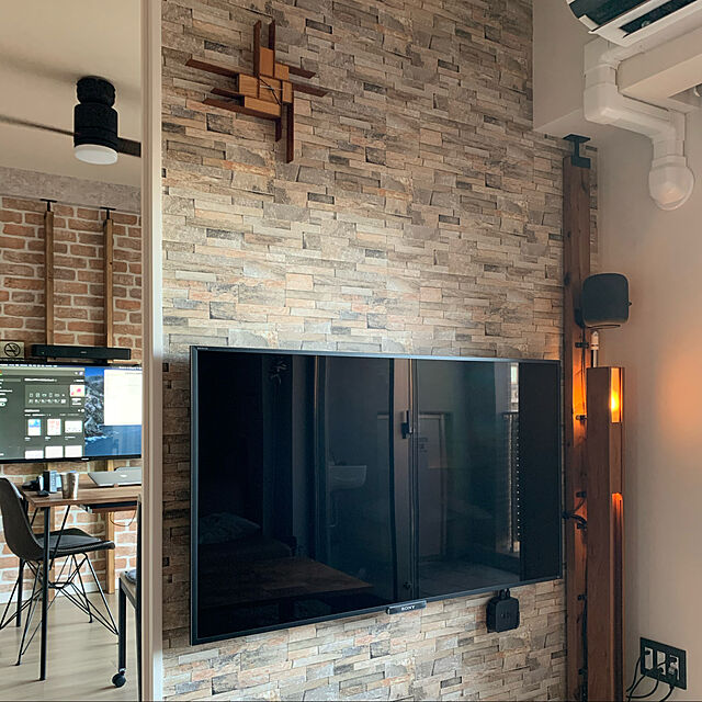 Sin1の-壁紙 のり付き レンガ 煉瓦 巾約92cm×m単位 のりつき クロス 張り替え 石目 ブルックリン 茶色 グレーの家具・インテリア写真