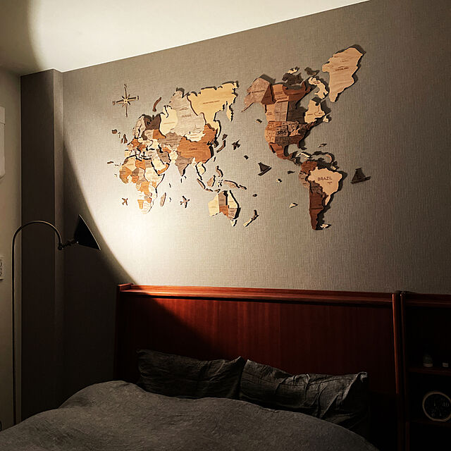 alomalomの合同会社リベルタジャパン-3D Wood World Map ナチュラルウッドカラー 壁掛け木製世界地図 Lサイズの家具・インテリア写真