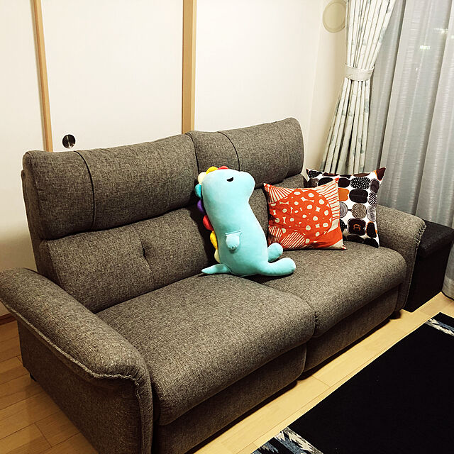 Sanaのニトリ-3人用電動布張りリクライニングソファ(ピュール GR) の家具・インテリア写真